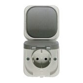 Kombination Schalter / Steckdose grau